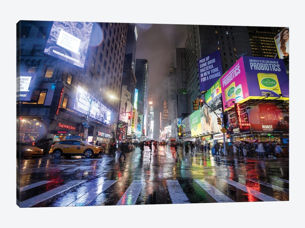 Times Square On A Rainy Day, New York City, USA by Jan Becke 1-piece Canvas Wall Art