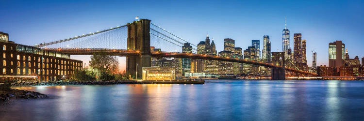 Brooklyn Bridge Panorama At Dusk by Jan Becke wall art