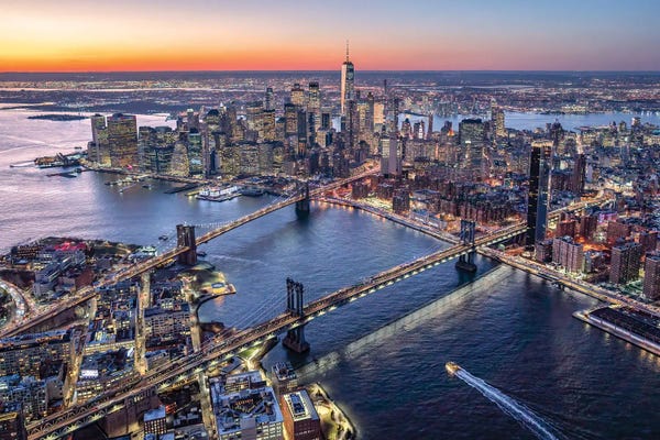 Aerial Photography: Christmas Tree At The New York Stock Exchange In Manhattan by Jan Becke