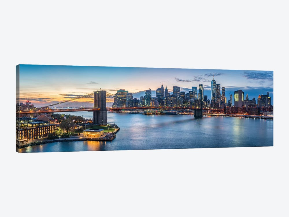 Brooklyn Bridge And Manhattan Skyline Panorama by Jan Becke 1-piece Canvas Print