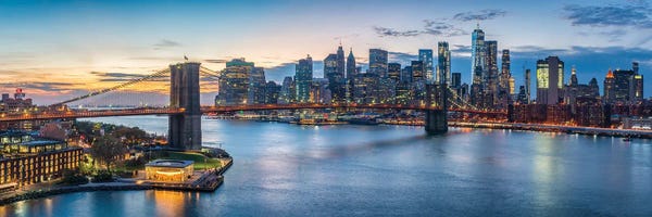 Brooklyn: Brooklyn Bridge And Manhattan Skyline Panorama by Jan Becke