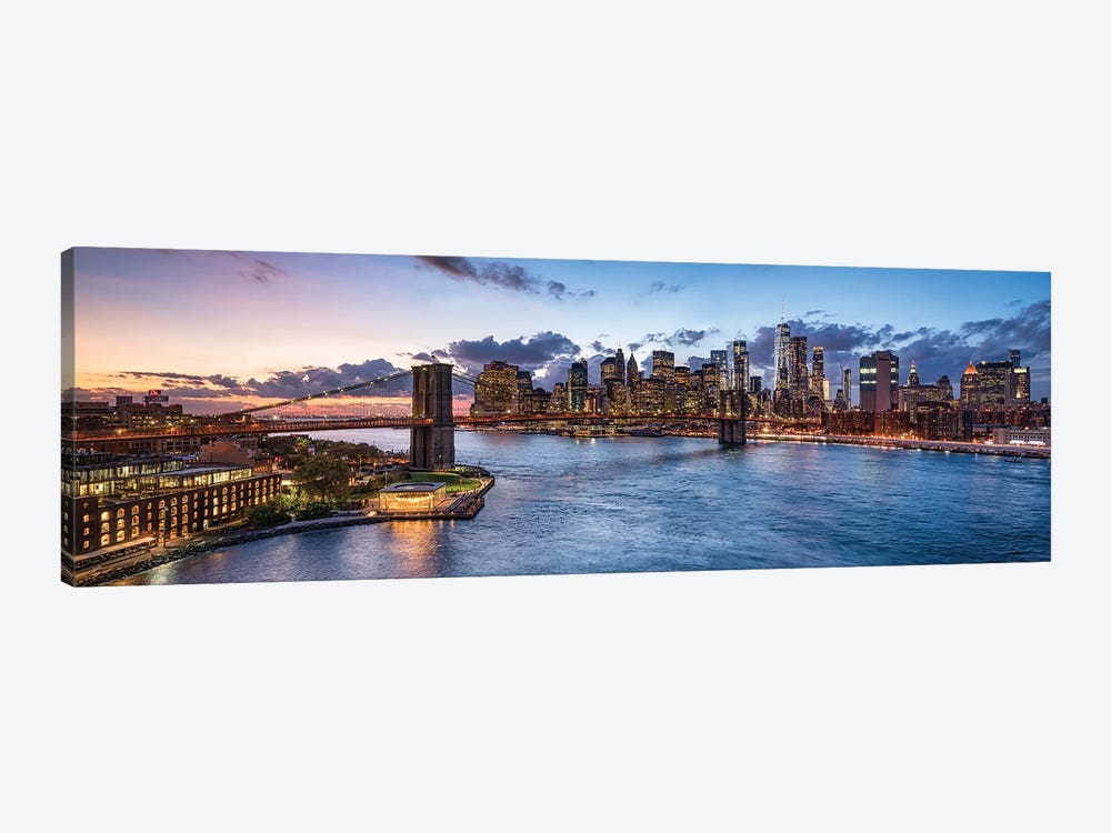 New York Skyline Panorama With Brooklyn Bridge by Jan Becke 1-piece Canvas Print