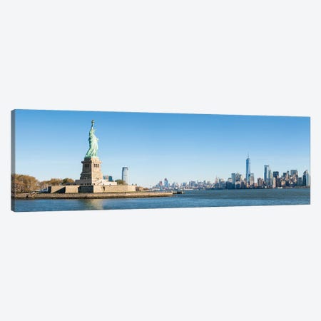 Liberty Island With Statue Of Liberty And Manhattan Skyline In The Background Canvas Print #JNB746} by Jan Becke Canvas Art Print
