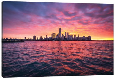 Manhattan Skyline At Sunrise Canvas Art Print - Jan Becke