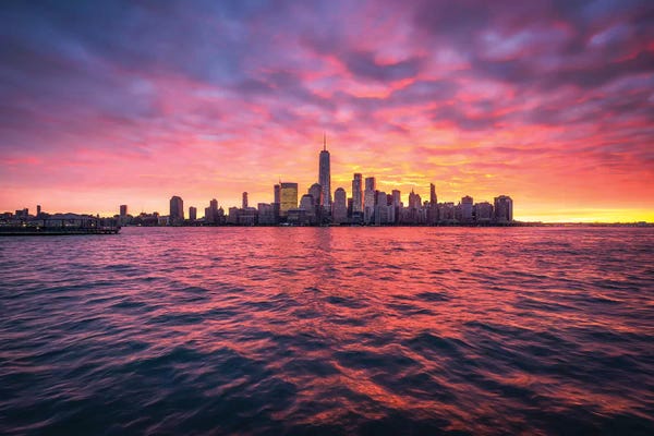 City Sunrises & Sunsets: Manhattan Skyline At Sunrise by Jan Becke