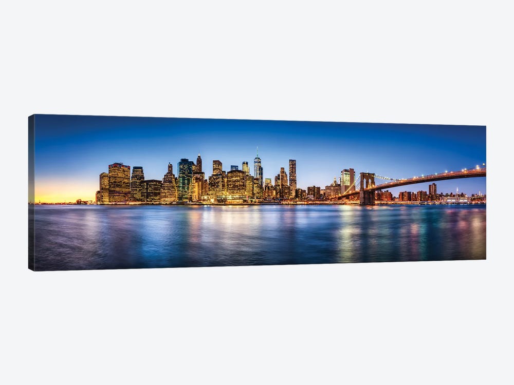Manhattan Skyline Panorama With Brooklyn Bridge by Jan Becke 1-piece Canvas Wall Art