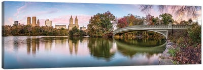 Central Park Panorama At Sunrise Canvas Art Print - Urban River, Lake & Waterfront Art