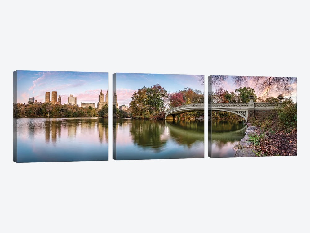 Central Park Panorama At Sunrise by Jan Becke 3-piece Canvas Art Print