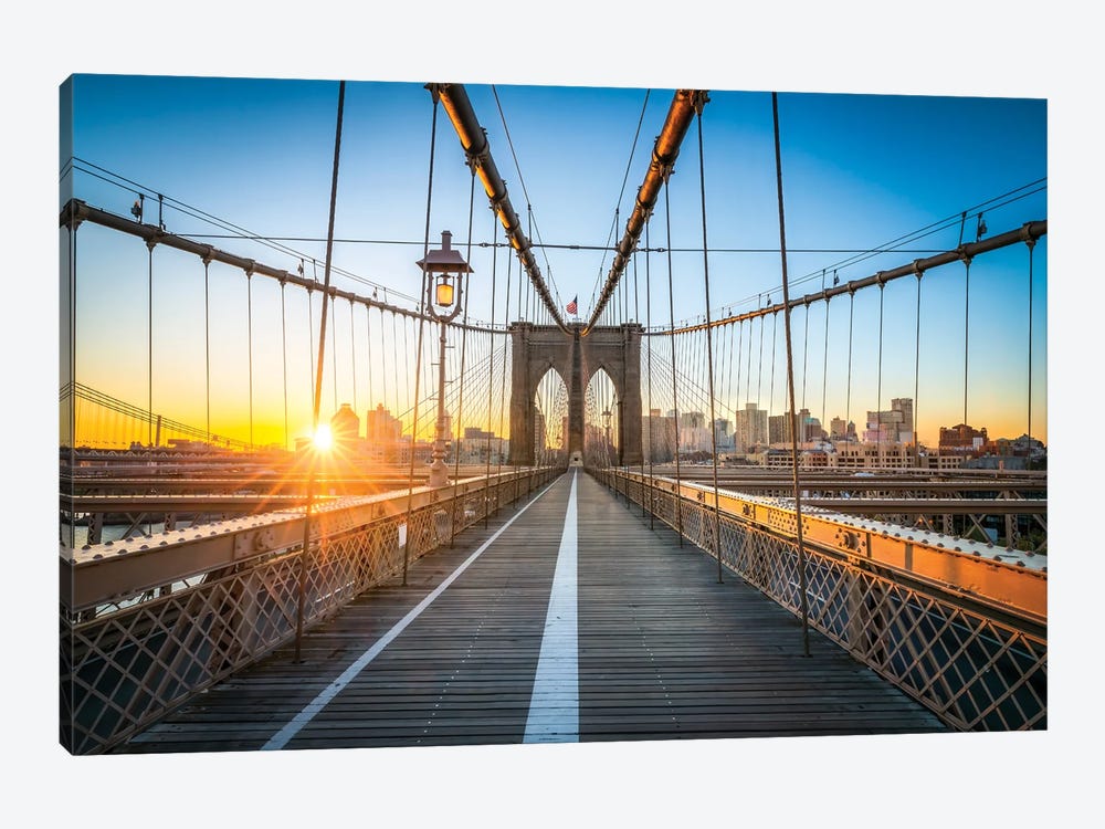 Brooklyn Bridge Sunrise, New York City, USA by Jan Becke 1-piece Canvas Art