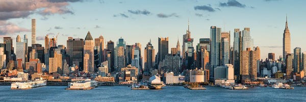 New York City Skylines: Manhattan Skyline Panorama Along The Hudson River by Jan Becke