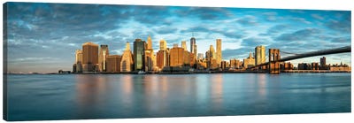 Lower Manhattan Skyline Panorama With Brooklyn Bridge Canvas Art Print - Brooklyn Art