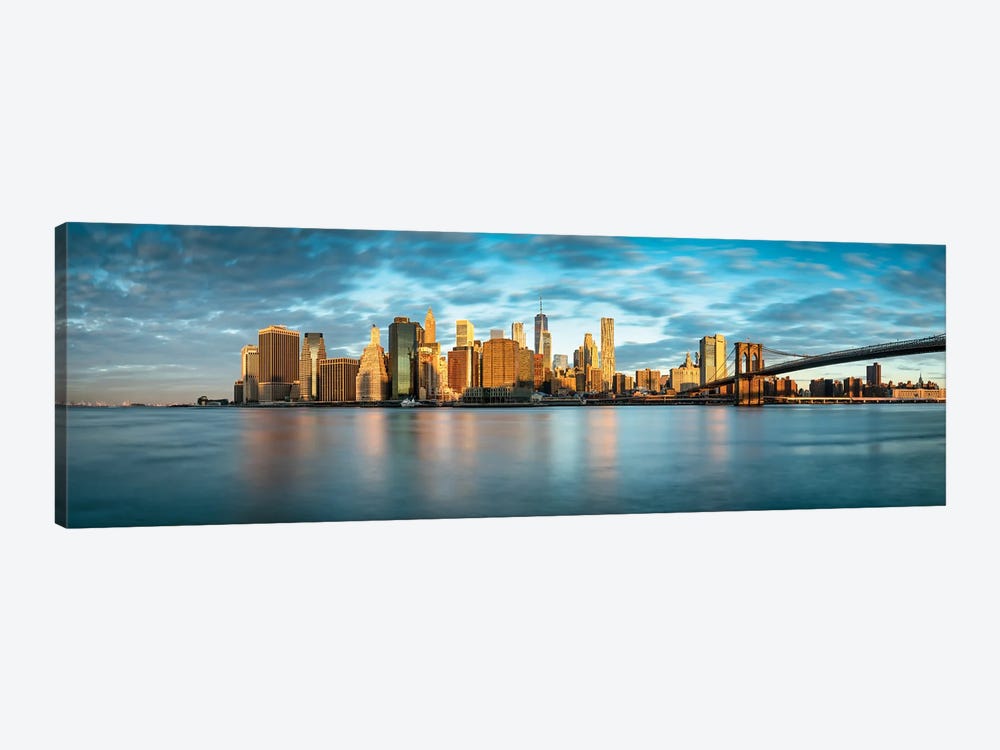 Lower Manhattan Skyline Panorama With Brooklyn Bridge by Jan Becke 1-piece Canvas Wall Art