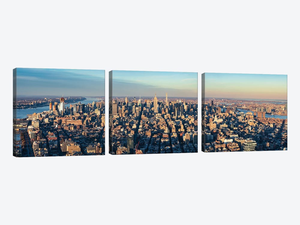 Aerial View Of Midtown Manhattan At Sunset, New York City, USA by Jan Becke 3-piece Canvas Wall Art