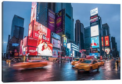 Colorful Neon Signs At Times Square, New York City, USA Canvas Art Print - Times Square