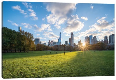 Central Park Sheep Meadow At Sunset Canvas Art Print - Central Park