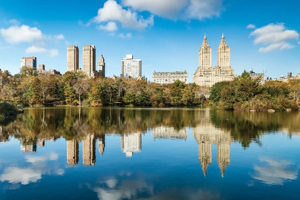 Manhattan: The Lake In Central Park, Midtown Manhattan, New York City by Jan Becke