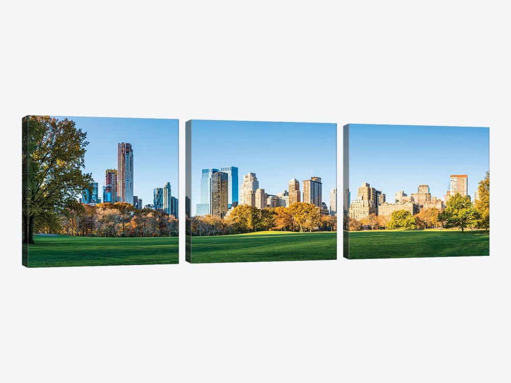 Central Park Panorama With Manhattan Skyline In The Background by Jan Becke 3-piece Canvas Artwork
