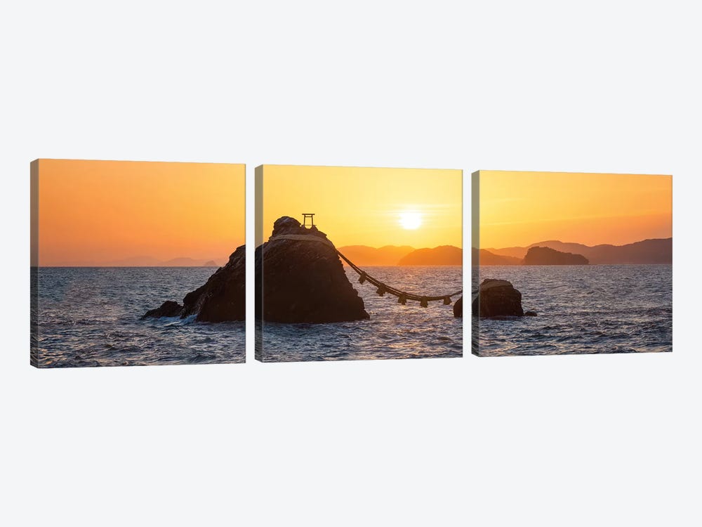 Meoto-Iwa Rocks At Sunrise by Jan Becke 3-piece Canvas Print