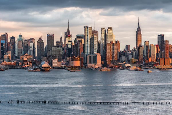 New York City Skylines: Manhattan Skyline And Hudson River, New York City, USA by Jan Becke