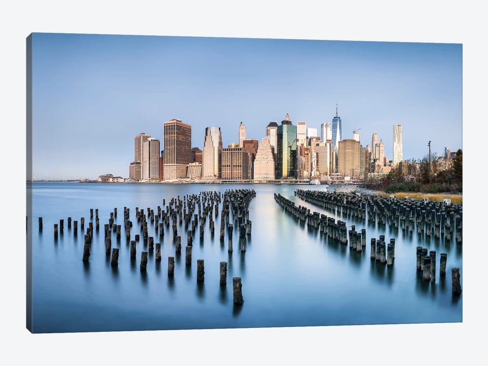 Manhattan Skyline Seen From Pier 1 In Brooklyn by Jan Becke 1-piece Canvas Art Print