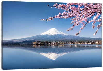 Mount Fuji In Spring Canvas Art Print - Lake Art
