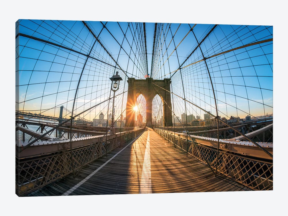 Sunrise At The Brooklyn Bridge, New York City, USA by Jan Becke 1-piece Art Print