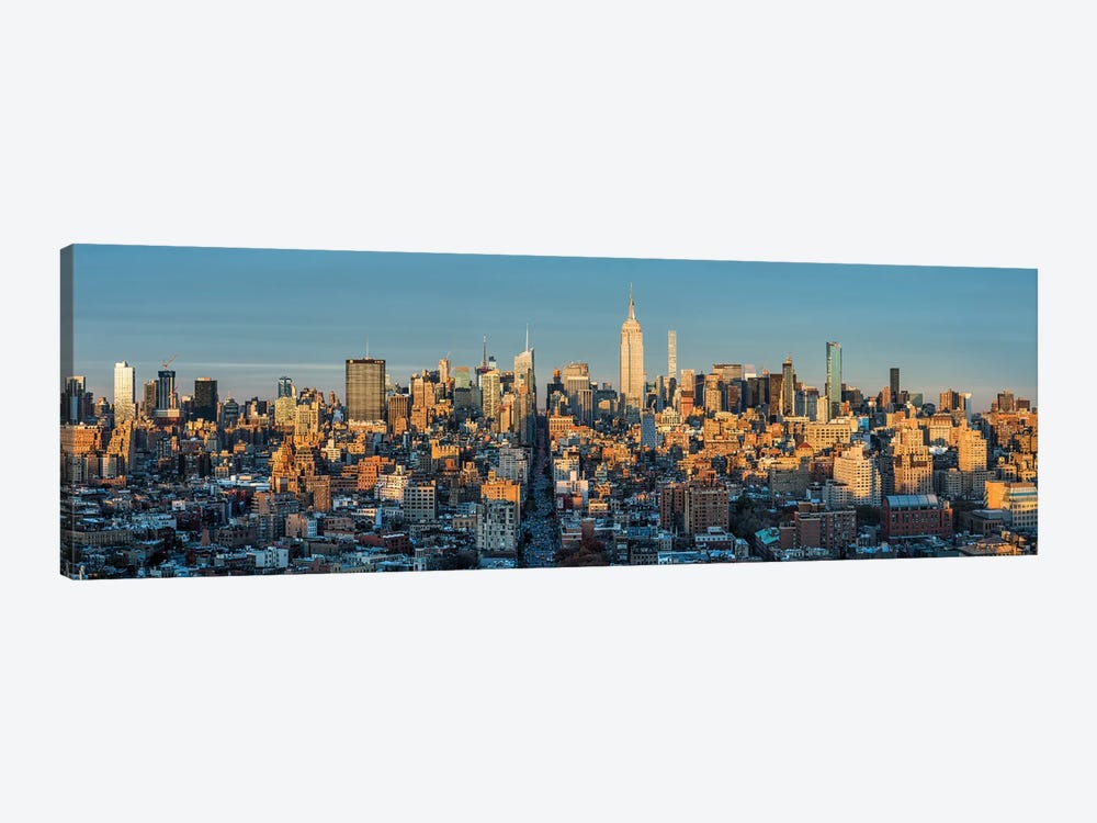Aerial View Of The Manhattan Skyline At Sunset by Jan Becke 1-piece Canvas Wall Art