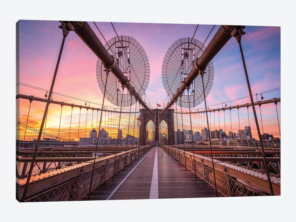 Sunrise At The Brooklyn Bridge In New York City by Jan Becke 1-piece Canvas Artwork