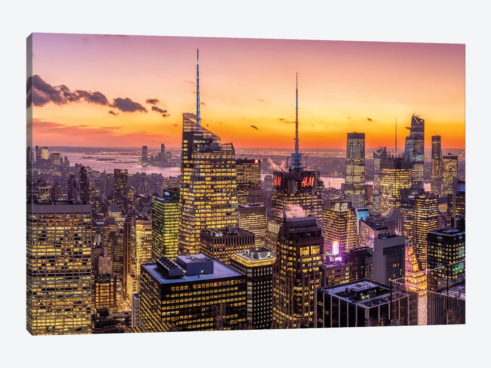 Manhattan Sunset View by Jan Becke 1-piece Canvas Art Print