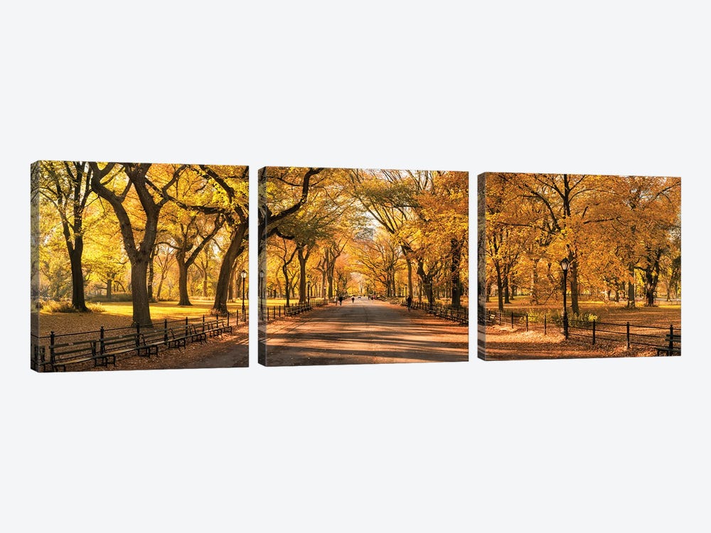 Central Park Panorama In Autumn, New York City, USA by Jan Becke 3-piece Canvas Art Print