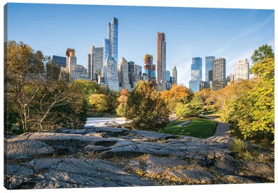 Manhattan Skyline Seen From Central Park, New York City, USA Canvas Art Print - Central Park