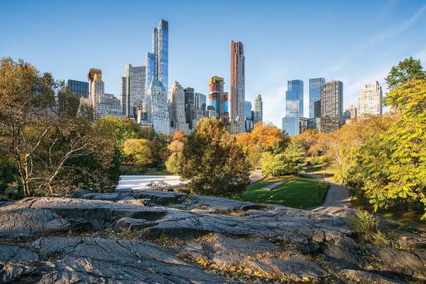 Central Park: Manhattan Skyline Seen From Central Park, New York City, USA by Jan Becke