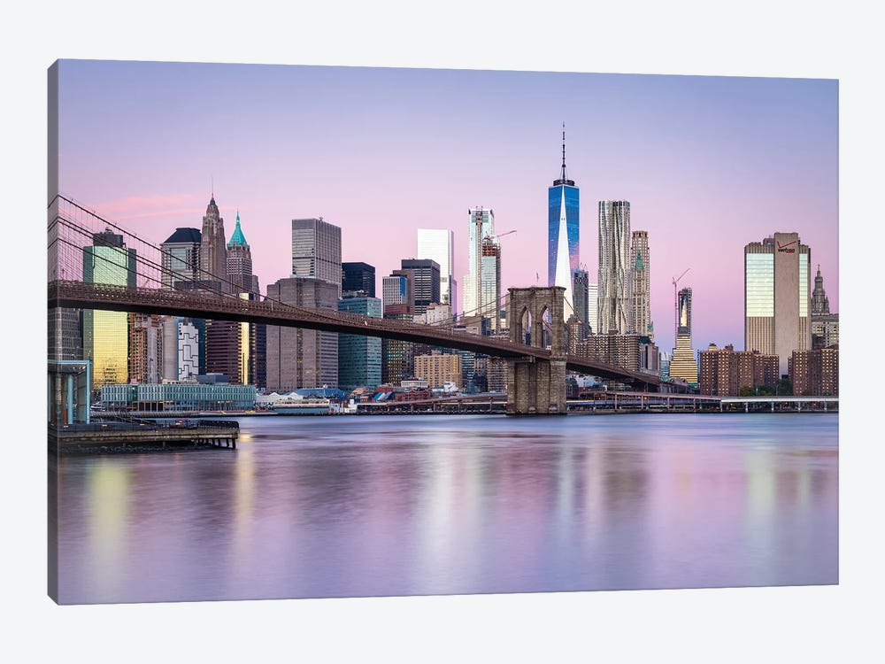 Brooklyn Bridge And Manhattan Skyline In Winter by Jan Becke 1-piece Canvas Wall Art