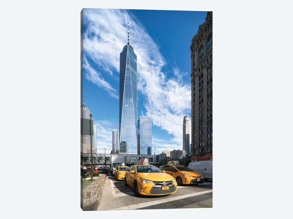 One World Trade Center And Yellow Cabs In New York City by Jan Becke 1-piece Canvas Print