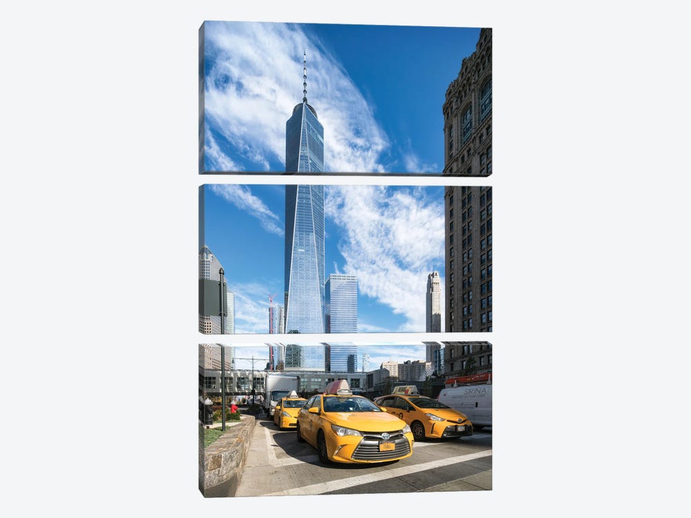 One World Trade Center And Yellow Cabs In New York City by Jan Becke 3-piece Canvas Art Print