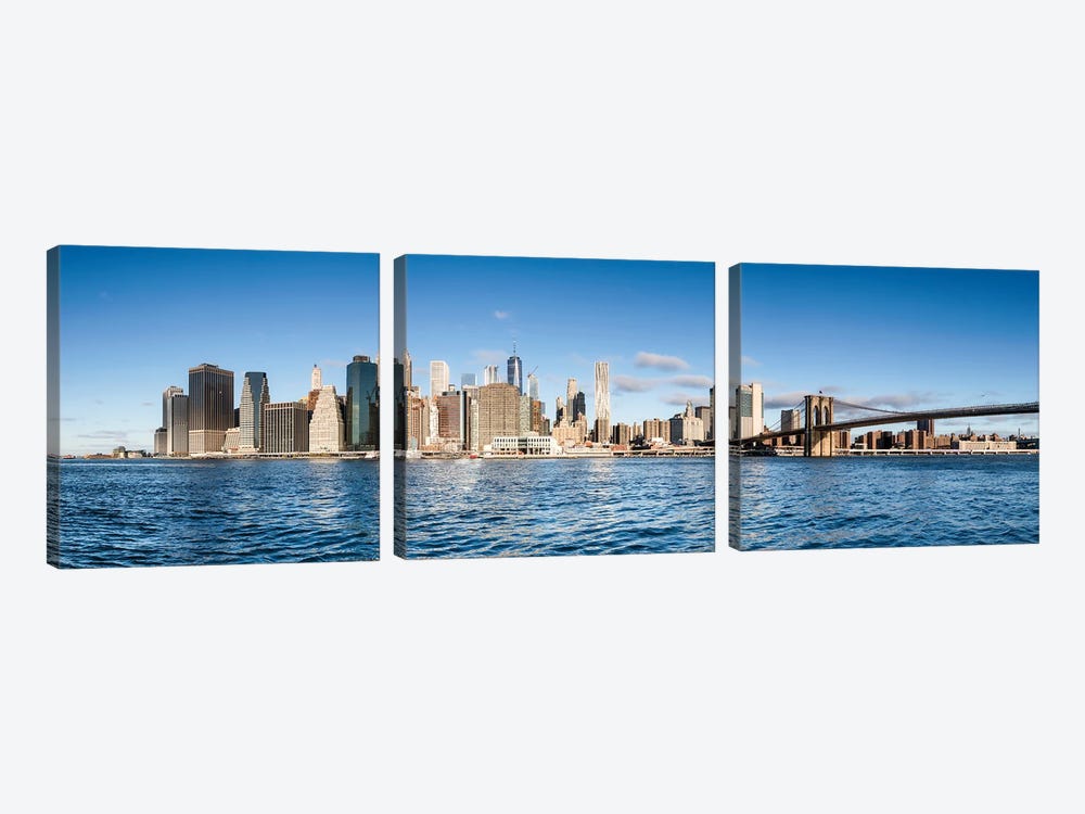 Manhattan Skyline Panorama In Winter by Jan Becke 3-piece Canvas Art