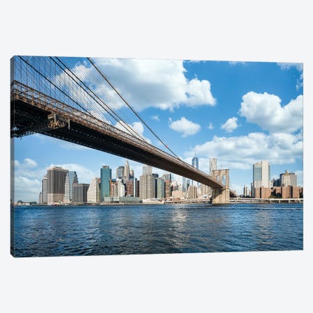 The Brooklyn Bridge Spans Across The East River And Connects Brooklyn With Manhattan Canvas Print #JNB819} by Jan Becke Canvas Artwork