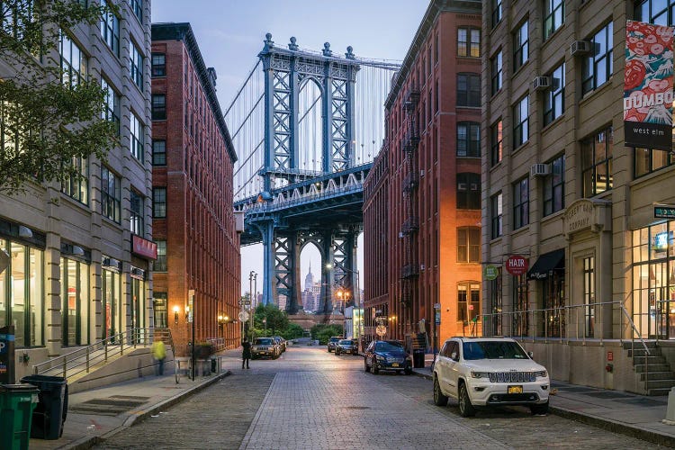 Manhattan Bridge Seen From Dumbo District In Brooklyn, New York City, USA