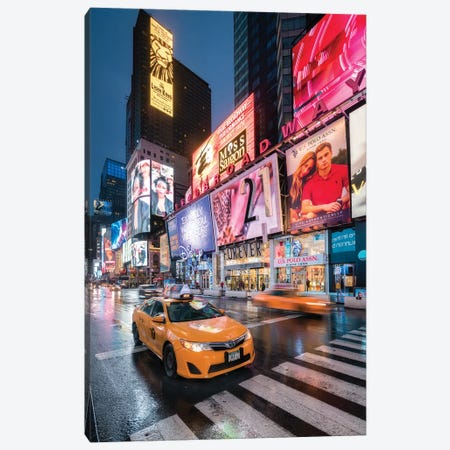 Yellow Cabs At The Broadway, New York City, USA Canvas Print #JNB826} by Jan Becke Canvas Artwork