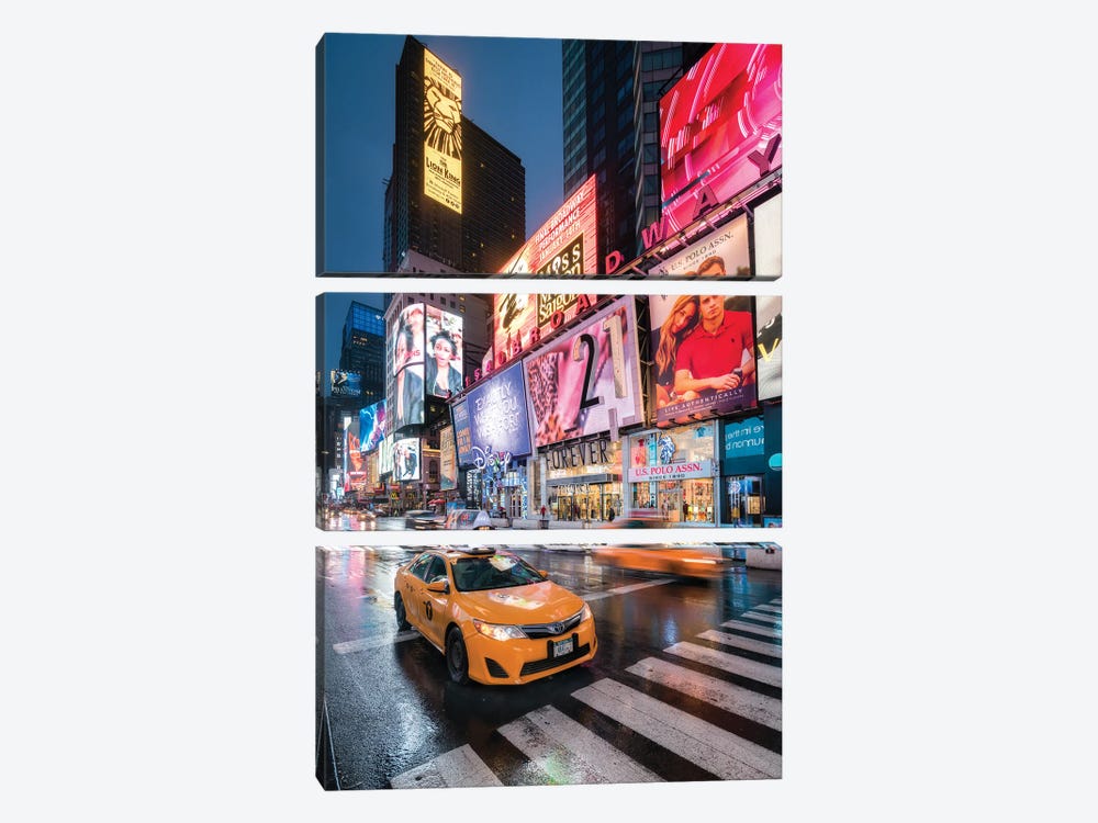 Yellow Cabs At The Broadway, New York City, USA by Jan Becke 3-piece Canvas Art