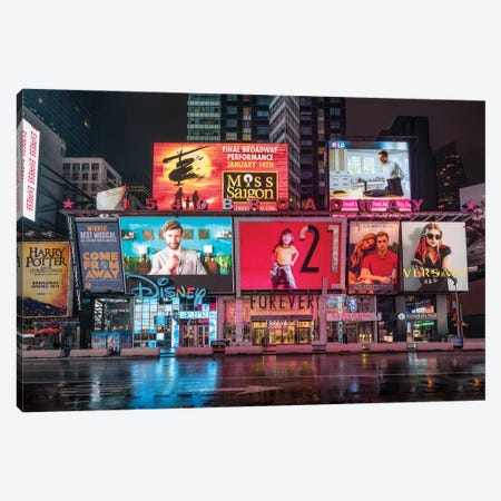 Colourful Giant Billboards Advertise Broadway Hit Musicals, Times Square, New York City, USA Canvas Print #JNB827} by Jan Becke Canvas Art