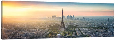Paris Skyline Panorama With Eiffel Tower Canvas Art Print - Famous Buildings & Towers