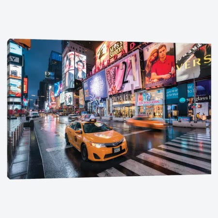 Yellow Cabs At Broadway, Times Square, New York City, USA Canvas Print #JNB830} by Jan Becke Canvas Artwork