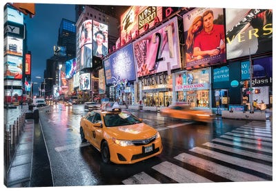 Yellow Cabs At Broadway, Times Square, New York City, USA Canvas Art Print - Broadway & Musicals