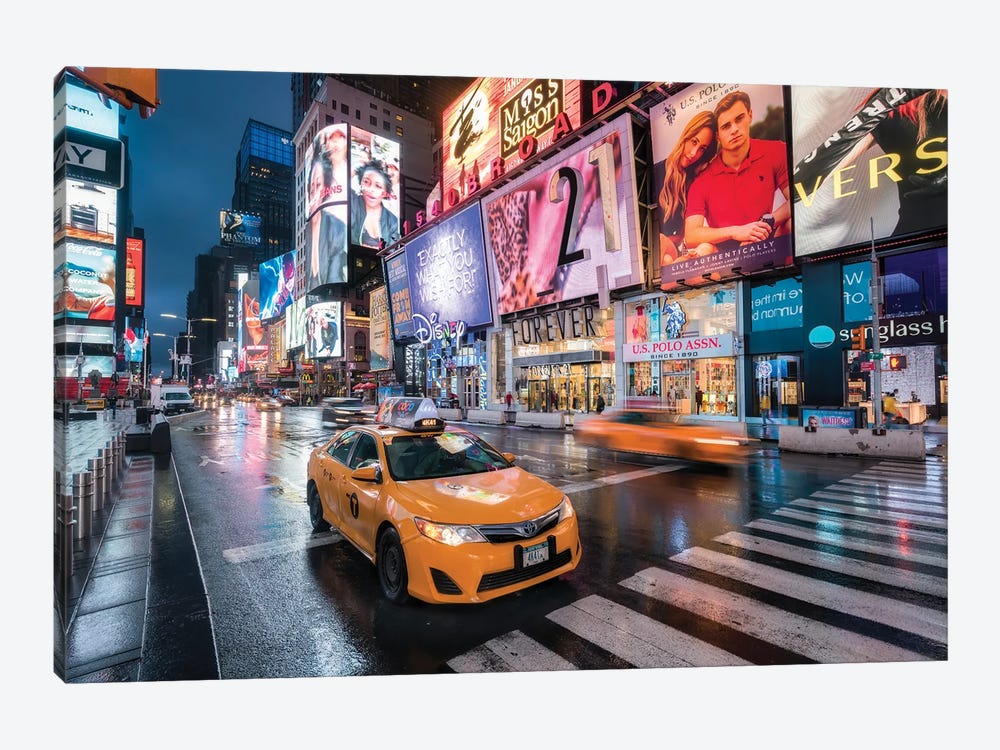 Yellow Cabs At Broadway, Times Square, New York City, USA by Jan Becke 1-piece Canvas Print