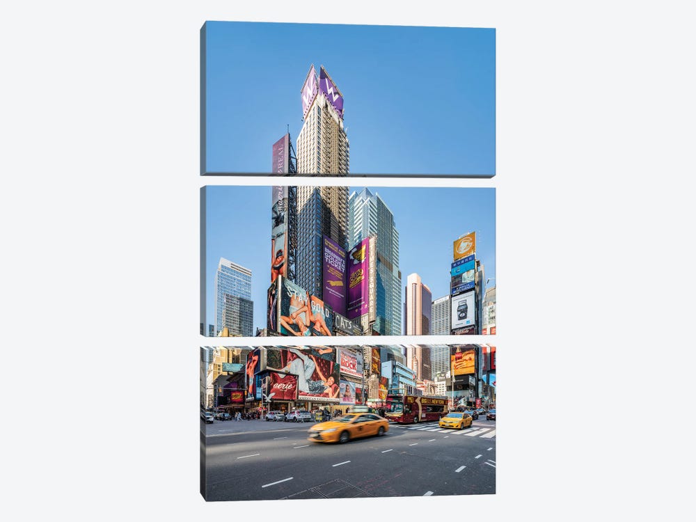 Modern Skyscraper Buildings At Times Square, New York City, USA by Jan Becke 3-piece Canvas Wall Art