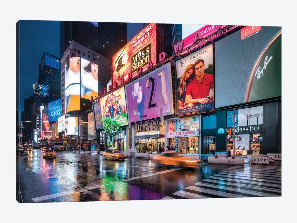 Colorful Billboards At Night At Broadway, Times Square, New York City, USA by Jan Becke 1-piece Art Print