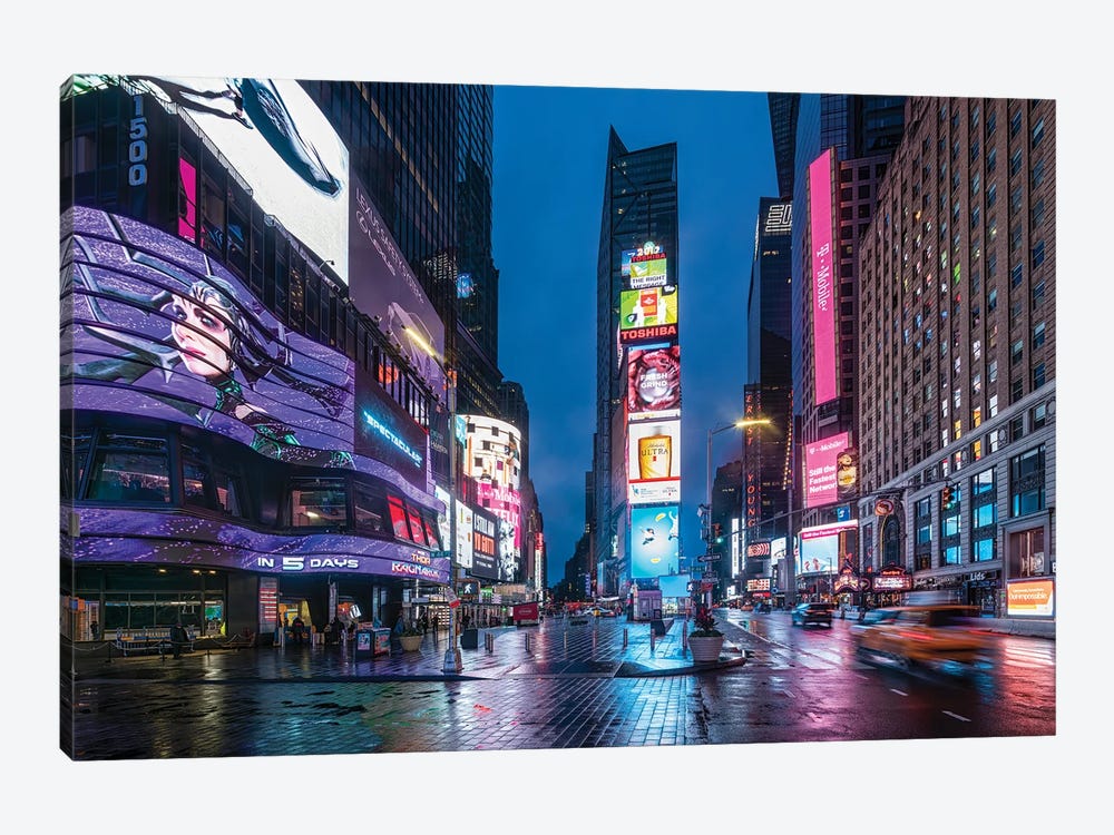 Rainy Night At Times Square, New York City, USA by Jan Becke 1-piece Canvas Artwork