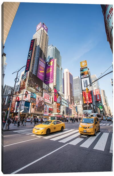 Yellow Cabs At Times Square, New York City, USA Canvas Art Print - Times Square