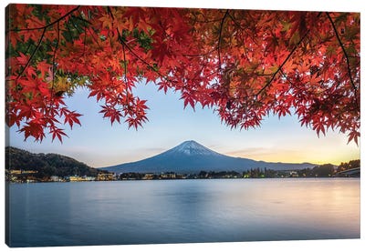 Mount Fuji At Sunset During Autumn Season, Lake Kawaguchiko, Yamanashi Prefecture, Japan Canvas Art Print